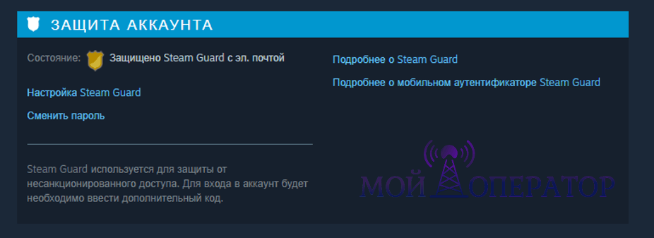 защита аккаунта стим